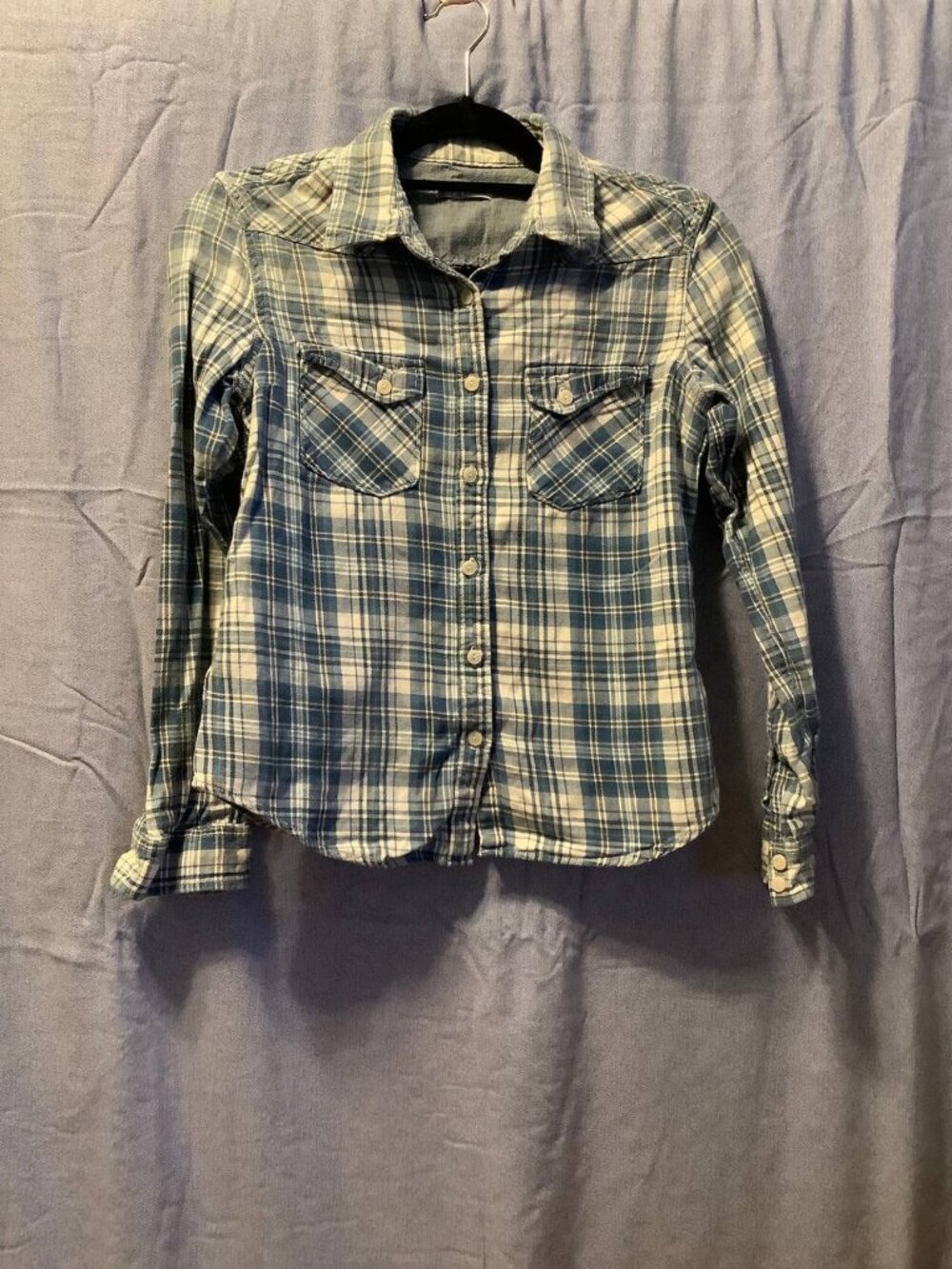 GAP 1969 Blue Plaid Button Up